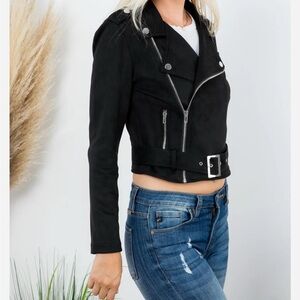 Stoosh Women's Black Suede Moto Jacket